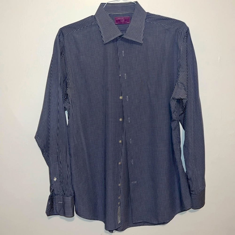 Lorenzo Uomo - Blue and white strip button down dress shirt